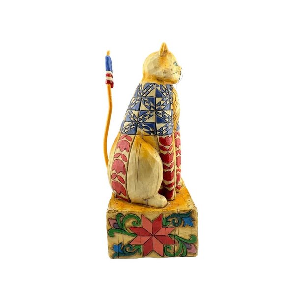 Jim Shore Heartwood Creek Freedom Cat Figurine With American Flag 6" - Picture 4 of 5